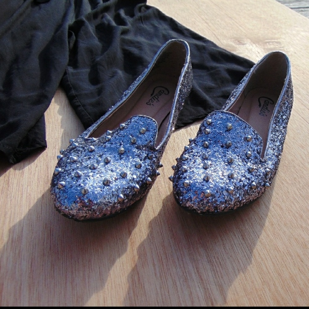Spiked Sliver Glitter Candies Flat size 7 - Picture 4 of 6